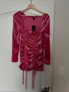 wild fable Hot Pink Ruched Mini Dress